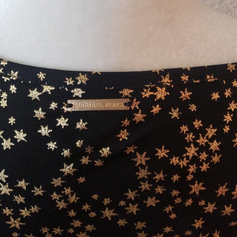 Michael Kors Black & Gold Metallic Stars Print Dress Size S - Picture 7 of 8
